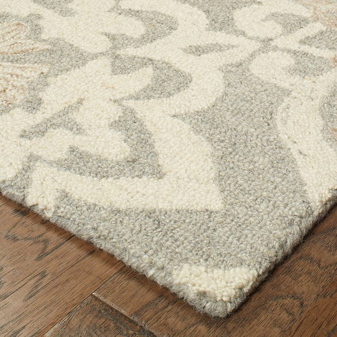 8' X 10' Gray And Sand Wool Geometric Hand Tufted Area Rug