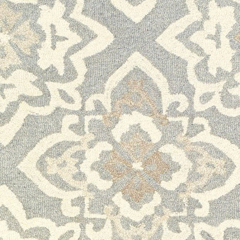 8' X 10' Gray And Sand Wool Geometric Hand Tufted Area Rug