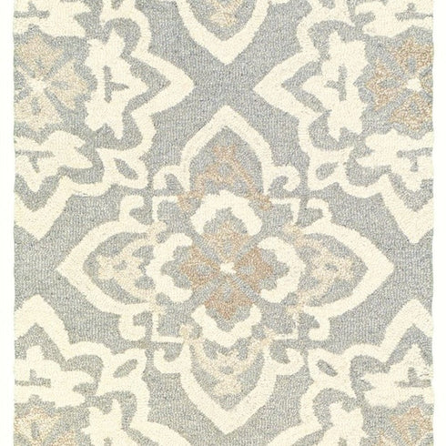 8' X 10' Gray And Sand Wool Geometric Hand Tufted Area Rug