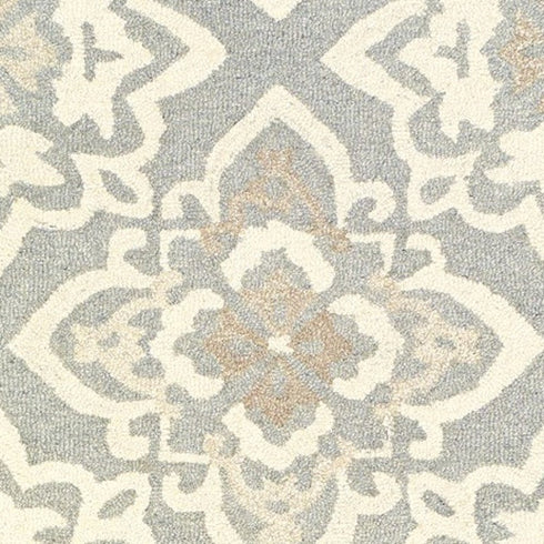 8' X 10' Gray And Sand Wool Geometric Hand Tufted Area Rug