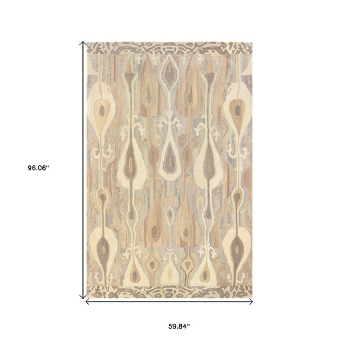 8' X 10' Gray And Beige Wool Abstract Hand Tufted Area Rug