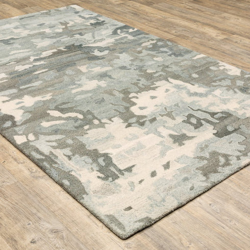 8' X 10' Gray And Charcoal Wool Abstract Hand Tufted Area Rug