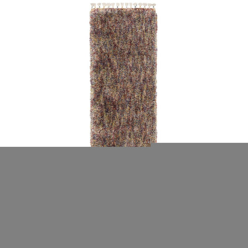 8' X 11' Orange Blue And Yellow Abstract Shag Area Rug With Fringe