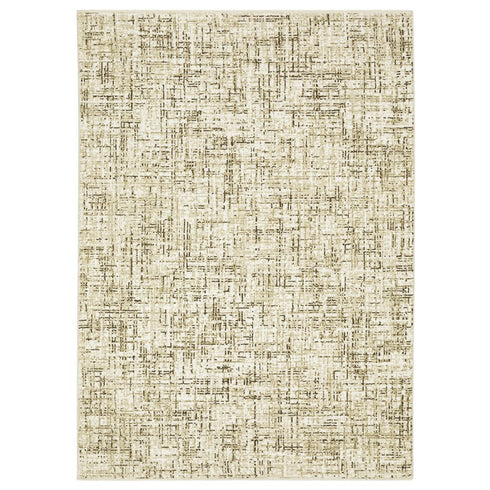 8' X 11' Ivory And Brown Abstract Area Rug