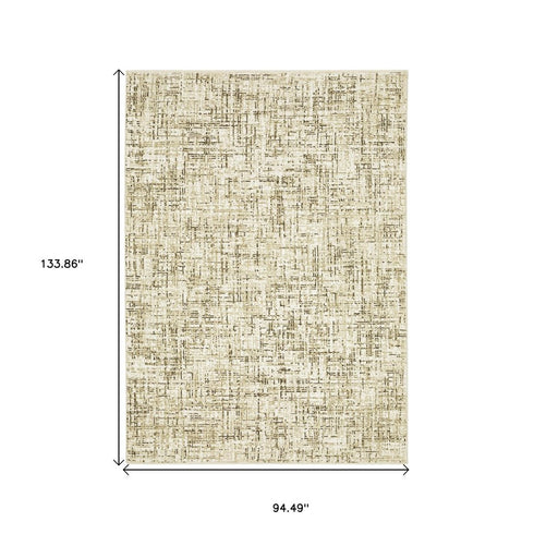 8' X 11' Ivory And Brown Abstract Area Rug