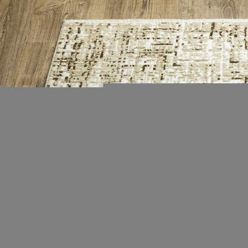 8' X 11' Ivory And Brown Abstract Area Rug
