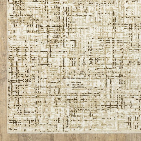 8' X 11' Ivory And Brown Abstract Area Rug