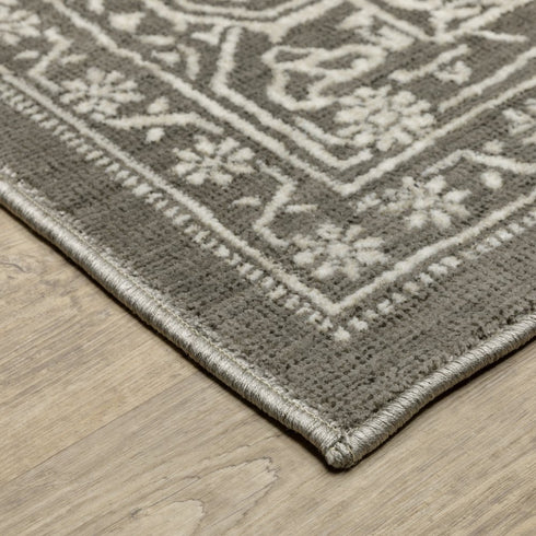 8' X 11' Gray And Ivory Oriental Area Rug