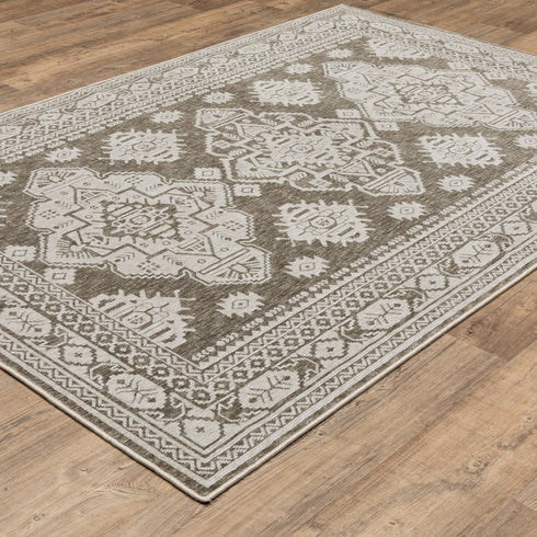8' X 11' Gray Medallion Area Rug