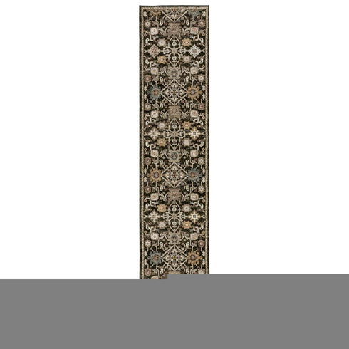 8' Brown Gray And Tan Oriental Runner Rug