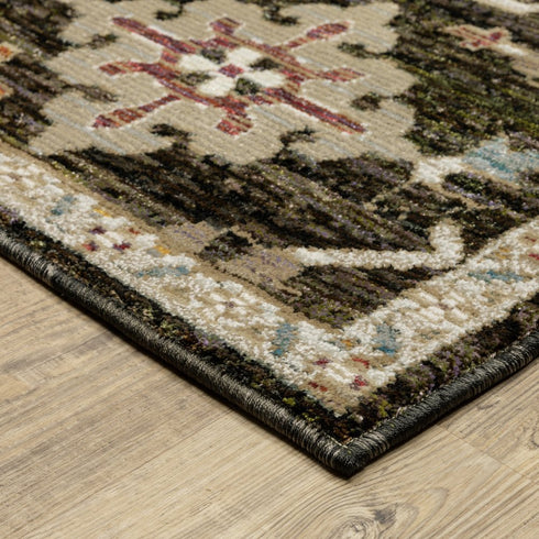 8' Brown Gray And Tan Oriental Runner Rug