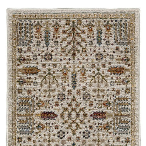 8' X 11' Ivory And Gold Oriental Area Rug