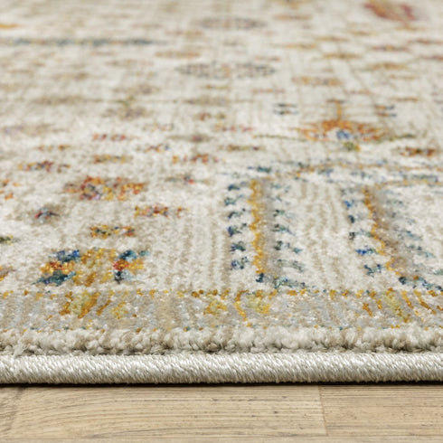 8' X 11' Ivory And Gold Oriental Area Rug