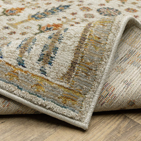 8' X 11' Ivory And Gold Oriental Area Rug