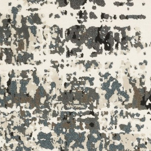 8' X 11' Ivory And Gray Abstract Area Rug