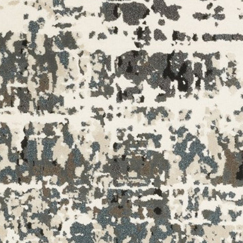 8' X 11' Ivory And Gray Abstract Area Rug