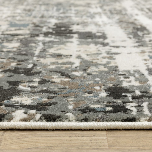 8' X 11' Ivory And Gray Abstract Area Rug