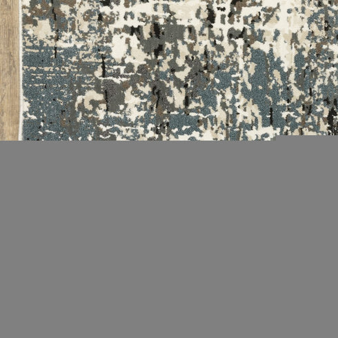 8' X 11' Ivory And Gray Abstract Area Rug
