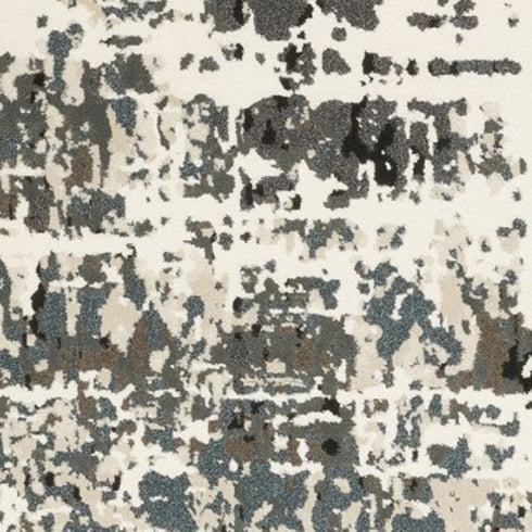 8' X 11' Ivory And Gray Abstract Area Rug