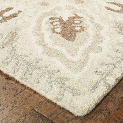 8' X 10' Sand Wool Floral Hand Tufted Area Rug