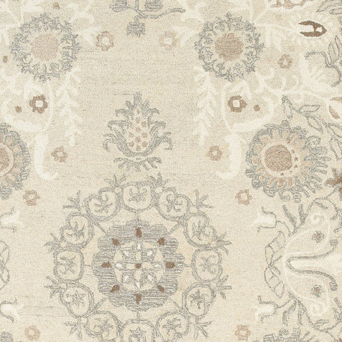 8' X 10' Sand Wool Floral Hand Tufted Area Rug