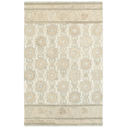 8' X 10' Sand Wool Floral Hand Tufted Area Rug