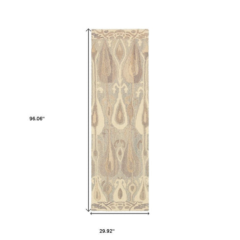 8' X 10' Gray And Beige Wool Abstract Hand Tufted Area Rug