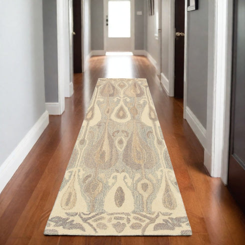 8' X 10' Gray And Beige Wool Abstract Hand Tufted Area Rug