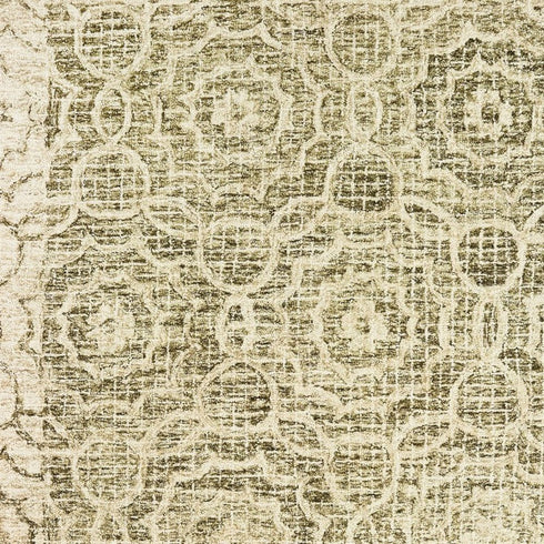 8' X 10' Green And Ivory Wool Geometric Hand Tufted Area Rug