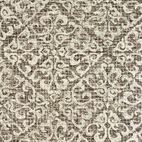 8' X 10' Brown And Ivory Wool Floral Hand Tufted Area Rug