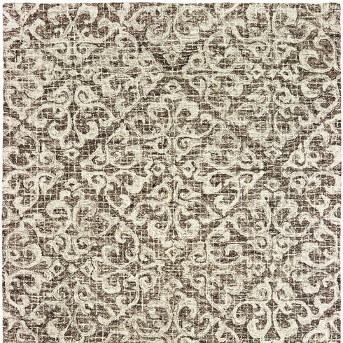 8' X 10' Brown And Ivory Wool Floral Hand Tufted Area Rug