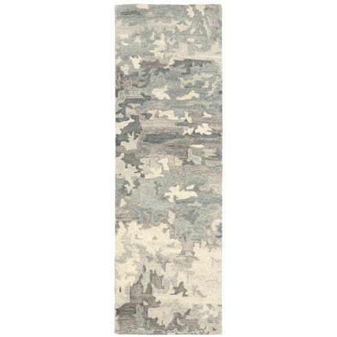 8' X 10' Gray And Charcoal Wool Abstract Hand Tufted Area Rug