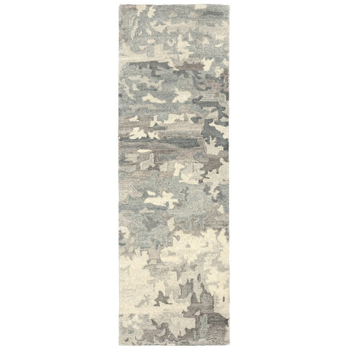 8' X 10' Gray And Charcoal Wool Abstract Hand Tufted Area Rug