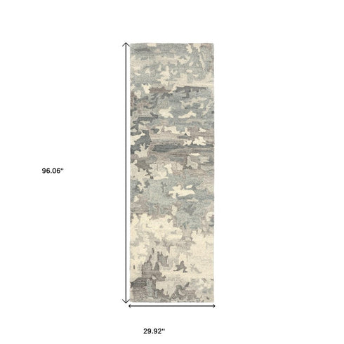 8' X 10' Gray And Charcoal Wool Abstract Hand Tufted Area Rug