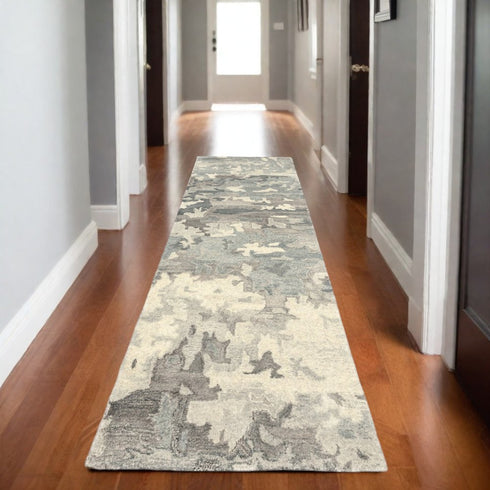 8' X 10' Gray And Charcoal Wool Abstract Hand Tufted Area Rug