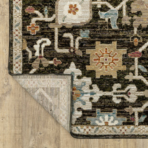 8' Brown Gray And Tan Oriental Runner Rug