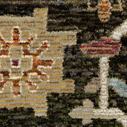 8' Brown Gray And Tan Oriental Runner Rug
