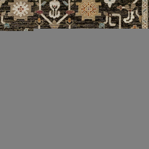 8' Brown Gray And Tan Oriental Runner Rug