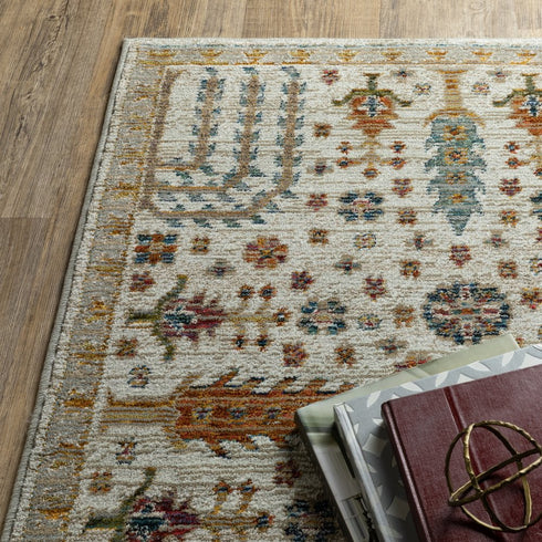 8' X 11' Ivory And Gold Oriental Area Rug