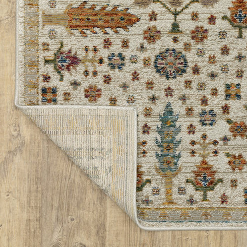 8' X 11' Ivory And Gold Oriental Area Rug
