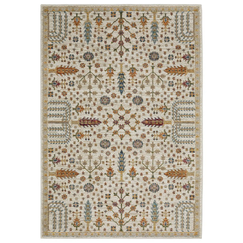 8' X 11' Ivory And Gold Oriental Area Rug