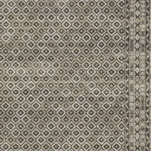 8' X 11' Gray And Beige Diamond Area Rug With Fringe
