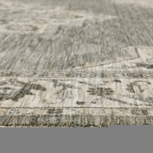 8' X 11' Gray And Beige Medallion Area Rug With Fringe