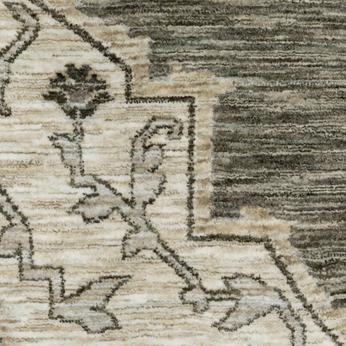 8' X 11' Gray And Beige Medallion Area Rug With Fringe