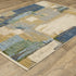 8' X 11' Blue Green And Beige Abstract Area Rug With Fringe