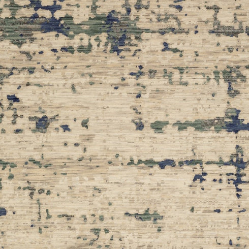 8' X 11' Beige And Green Abstract Area Rug With Fringe
