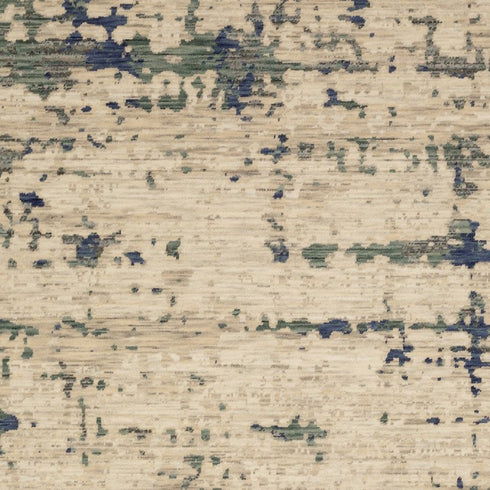8' X 11' Beige And Green Abstract Area Rug With Fringe
