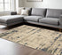 8' X 11' Beige And Green Abstract Area Rug With Fringe