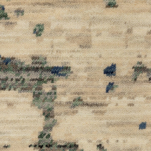 8' X 11' Beige And Green Abstract Area Rug With Fringe
