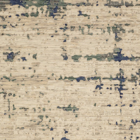 8' X 11' Beige And Green Abstract Area Rug With Fringe